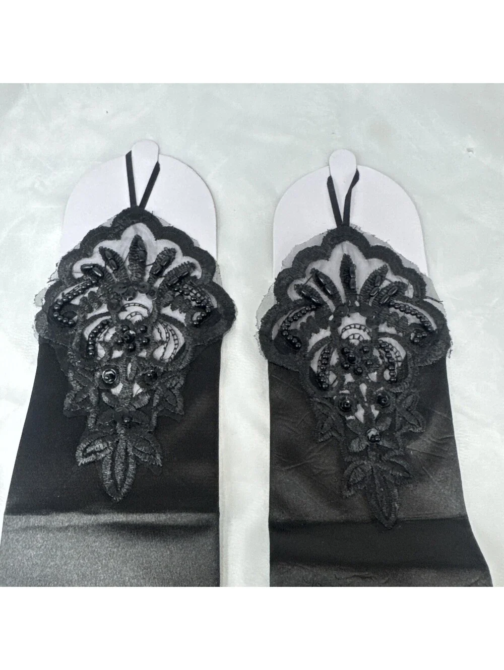 Long Opera Party Gloves Stretchy Adult Elbow Length BLACK